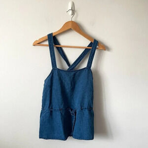 Aritzia Wilfred Tie Waist Denim Linen Lyocell Tank Top Blue Size Small